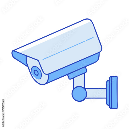 Blue Security Camera Icon Vector Illustration on White Background for Surveillance