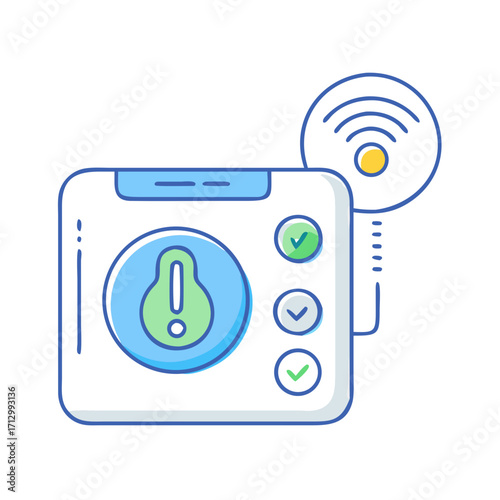 System status illustration, indicating connectivity issues and successful process completion