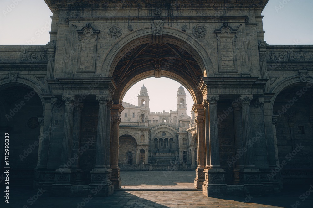 Obraz premium Stone archway with columns and architectural details
