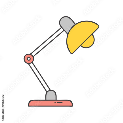 Illustration of a colorful articulated desk lamp commonly used for studying