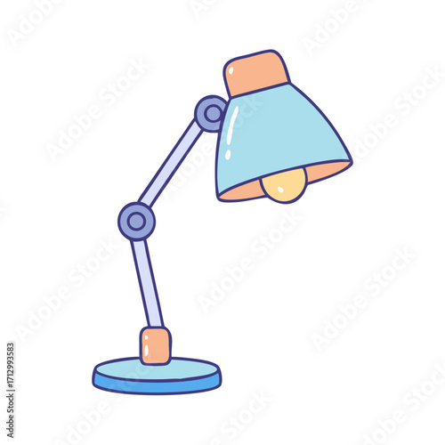 Illustration of an articulated desk lamp with pastel colors and cartoon outline