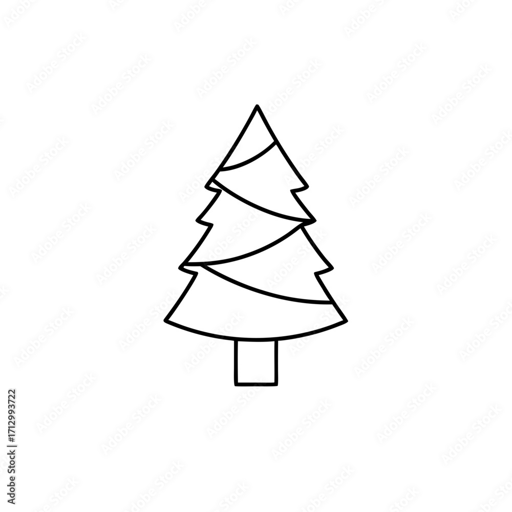 Fototapeta premium A minimalistic black-and-white outline of a spruce tree, stylized as a concise graphic icon.