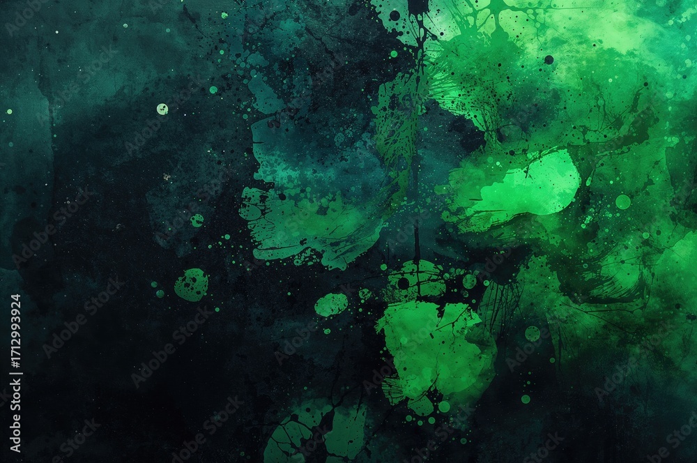 Fototapeta premium Dark and vibrant abstract backdrop with multicolored ink splashes and stains, artistic wallpaper design. Innovative background featuring random paint strokes, card print pattern.