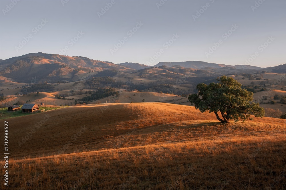 Obraz premium A scenic view of rugged hills during the late afternoon
