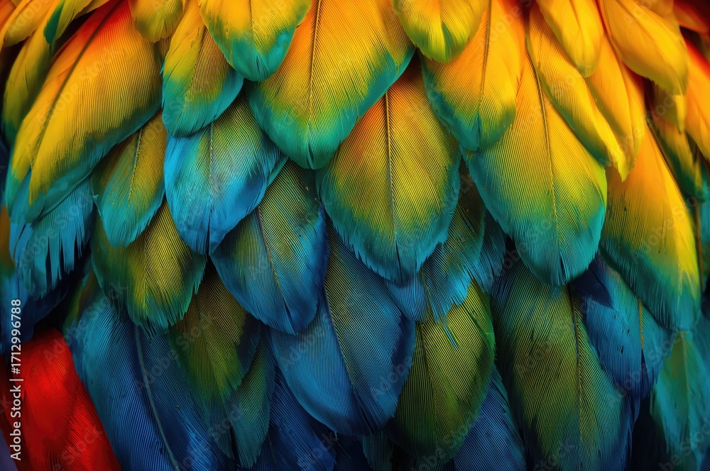 Obraz premium Vibrant seamless pattern featuring colorful bird feathers