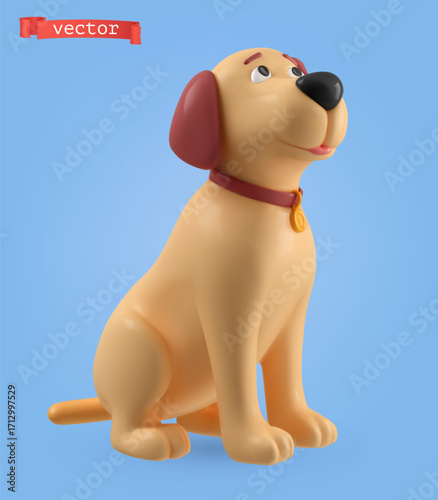 Funny labrador dog 3d cartoon vector icon