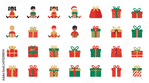 Christmas presents gifts holiday season children celebration wrapped boxes festive winter giving occasion 100