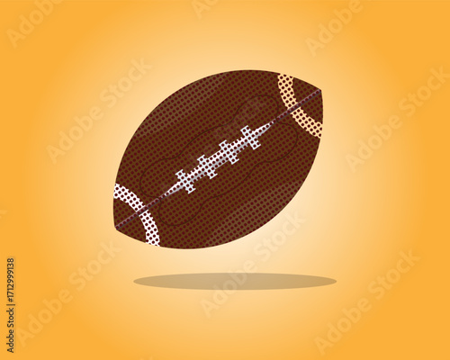 American football ball sport play equipment image. Athletic equipment, healthy lifestyle, fitness activity vector illustration.