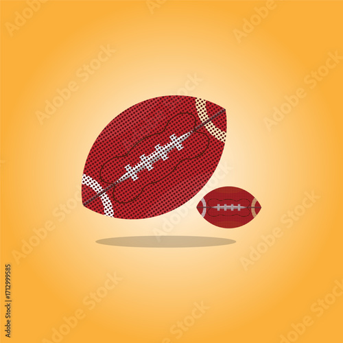 American football ball sport play equipment image. Athletic equipment, healthy lifestyle, fitness activity vector illustration.