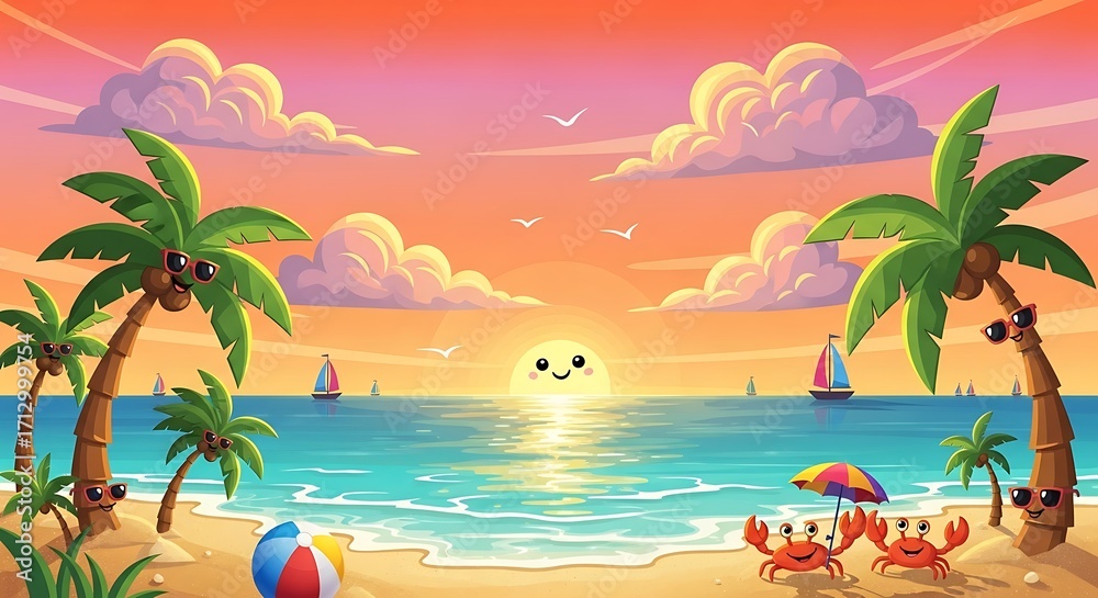 Obraz premium Beach scene Sunset.