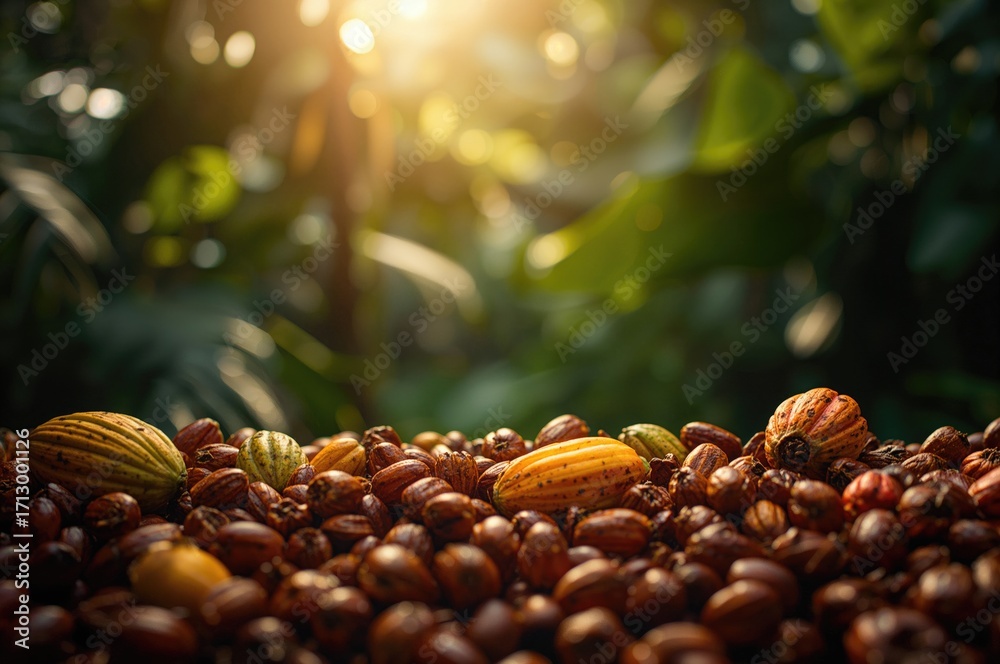 Obraz premium Close-up photograph of cocoa pods and beans