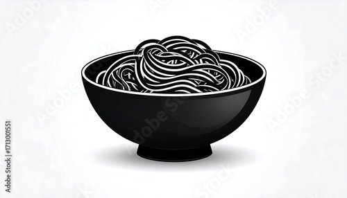 Black bowl of noodles