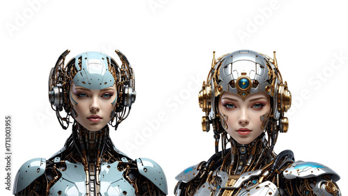 Futuristic Female Cyborg Portrait  Sci-Fi Robot.