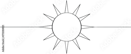 Simple continous line art line drawing a sun with sharp rays solar star