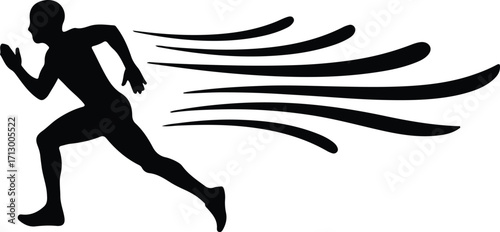 Vector athlete sprinting fast with motion trail silhouette illustrator