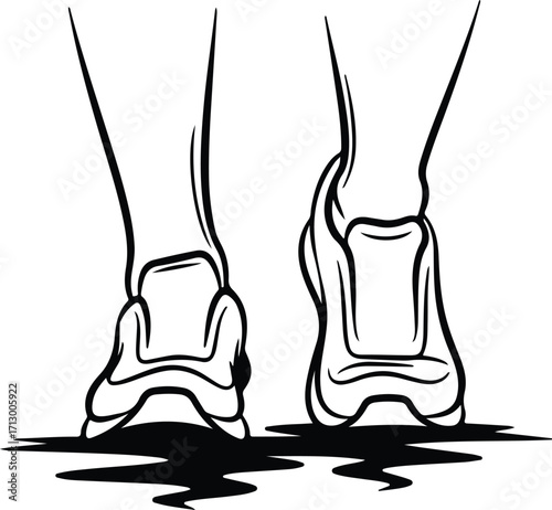 Vector feet wearing shoes walking front view silhouette illustrator
