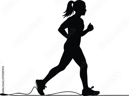 Vector Female runner athlete workout running exercise silhouette illustrator