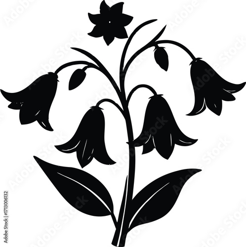 Bluebell Flower Silhouette Illustration | Bluebell Flower Vector Graphic