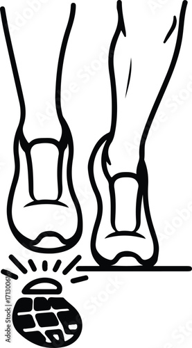 Vector Human feet stepping on a mine silhouette illustrator