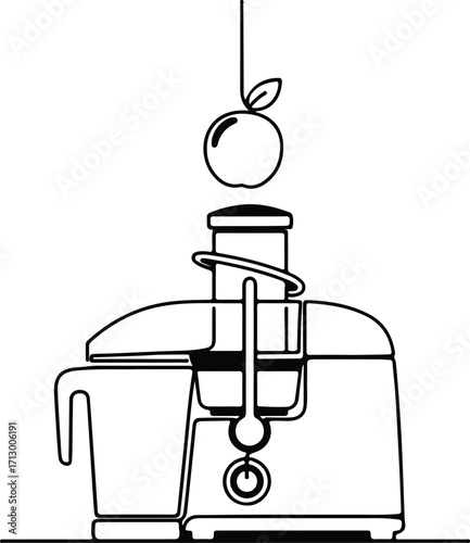 Vector juicer with apple fresh juice healthy silhouette illustrator