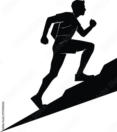Vector man running up hill strong silhouette illustrator