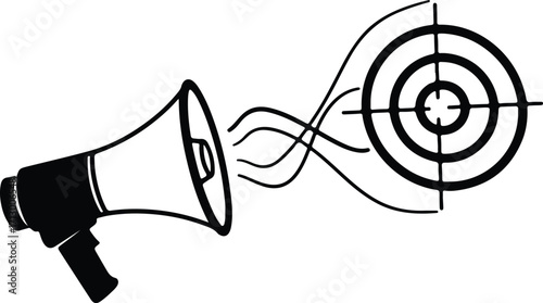 Vector megaphone and target concept of marketing communication silhouette illustrator