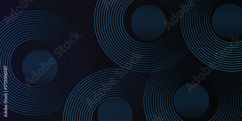 Abstract minimalist blue background with elements vector  blur background. .Blue abstract background with circular lines, technology futuristic template. Vector illustration