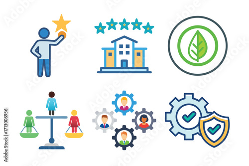 Corporate social responsibility and ethical business practices vector illustration