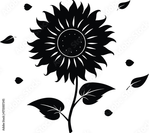 Fluttering Sunflower Silhouette Illustration | Sunflower Vector Design