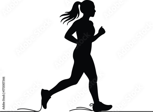 Vector Silhouette of a woman running fitness sport silhouette illustrator