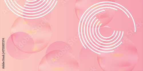 Abstract pink modern background with circle elements. Trendy banner. Vector illustration.Soft pink and orange gradient vector background, featuring subtle circular line patterns.
