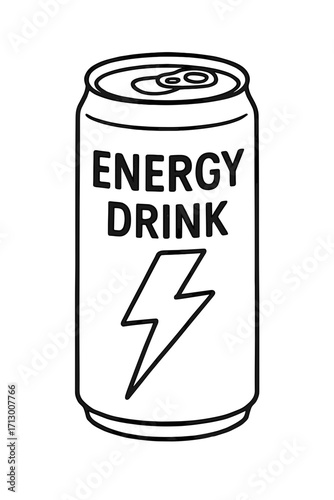 Energy drink can with lightning bolt design in minimalist style  