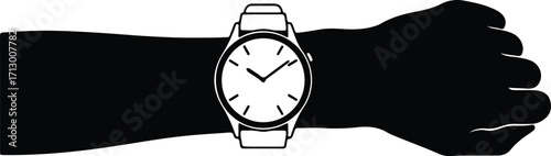 Vector Wristwatch on arm elegant accessory time silhouette illustrator