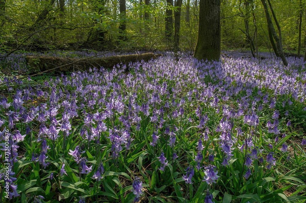Fototapeta premium Bulbous perennial Hyacinthoides non-scripta creating a carpet on the forest ground