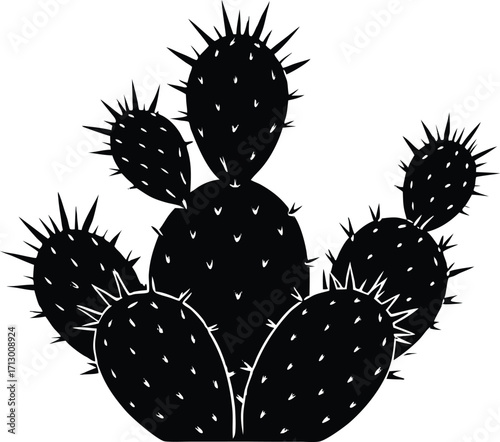 Prickly Pear Cactus Silhouette Illustration | Prickly Pear Vector Artwork