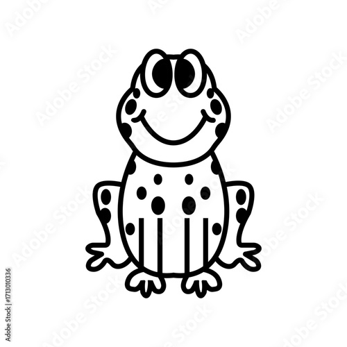 Frog cartoon  vector illustration template for Coloring book. Drawing lesson for children	