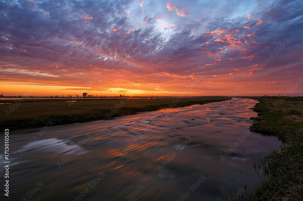 Obraz premium Sunset Drama Over the Wetlands