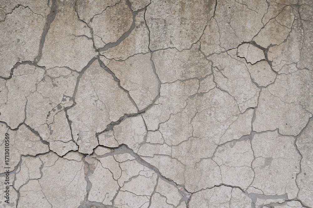 Fototapeta premium Detailed close-up of weathered concrete surfaces showing cracks and intricate textures