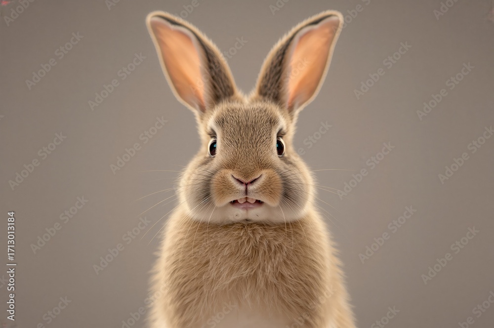 Fototapeta premium Energetic young bunny posing solo with a playful expression