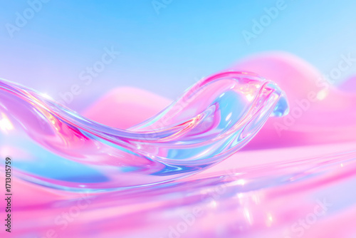 A mesmerizing abstract image of a beautiful flowing wave of pink and blue liquid