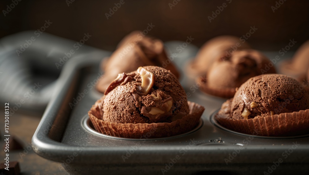 Fototapeta premium DIY chocolate and peanut butter ice cream cup tutorial