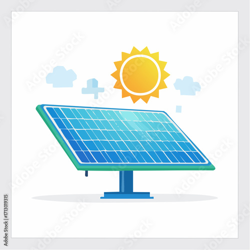 Illustration depicting solar panel harnessing sun's energy for sustainable power generation