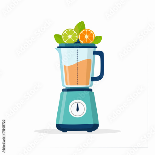Illustration of a blender preparing fruit juice, perfect for promoting healthy eating and lifestyle