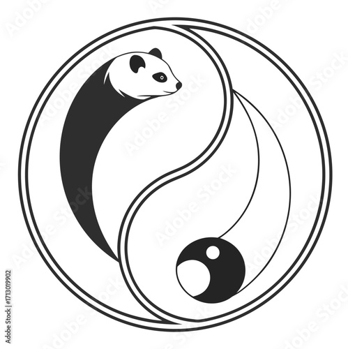Yin Yang Panda Symbol - Balance and Harmony Concept