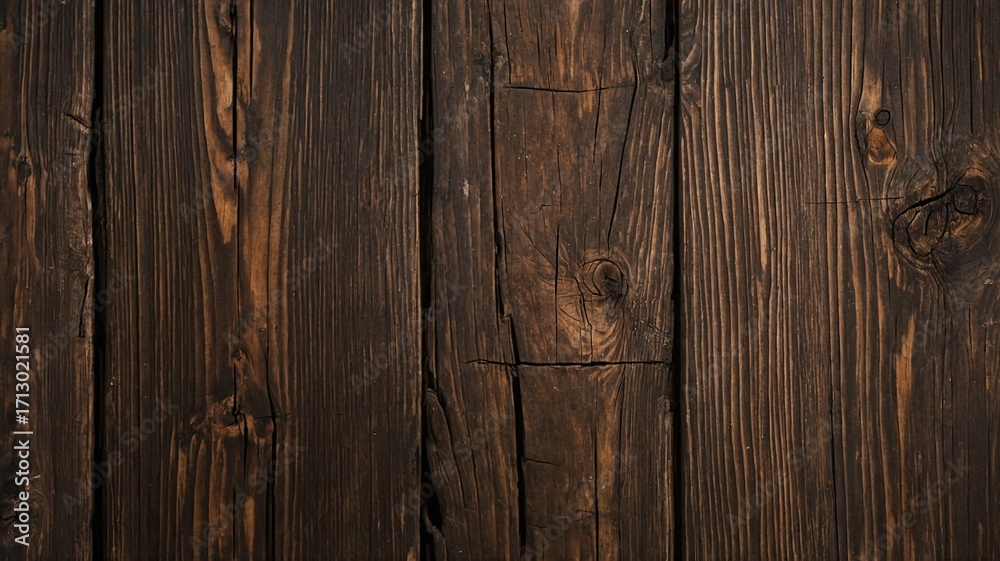 Fototapeta premium Close-up of rich, dark wooden planks showcasing intricate grain patterns.