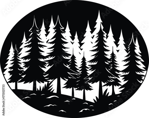 Forest Clearing Silhouette | Forest Clearing Vector Illustration