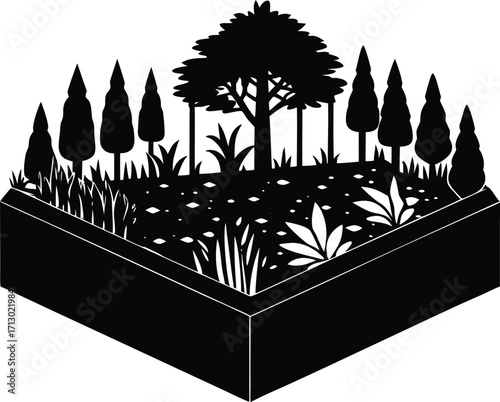 Garden Patch Silhouette | Garden Plants Vector Illustration