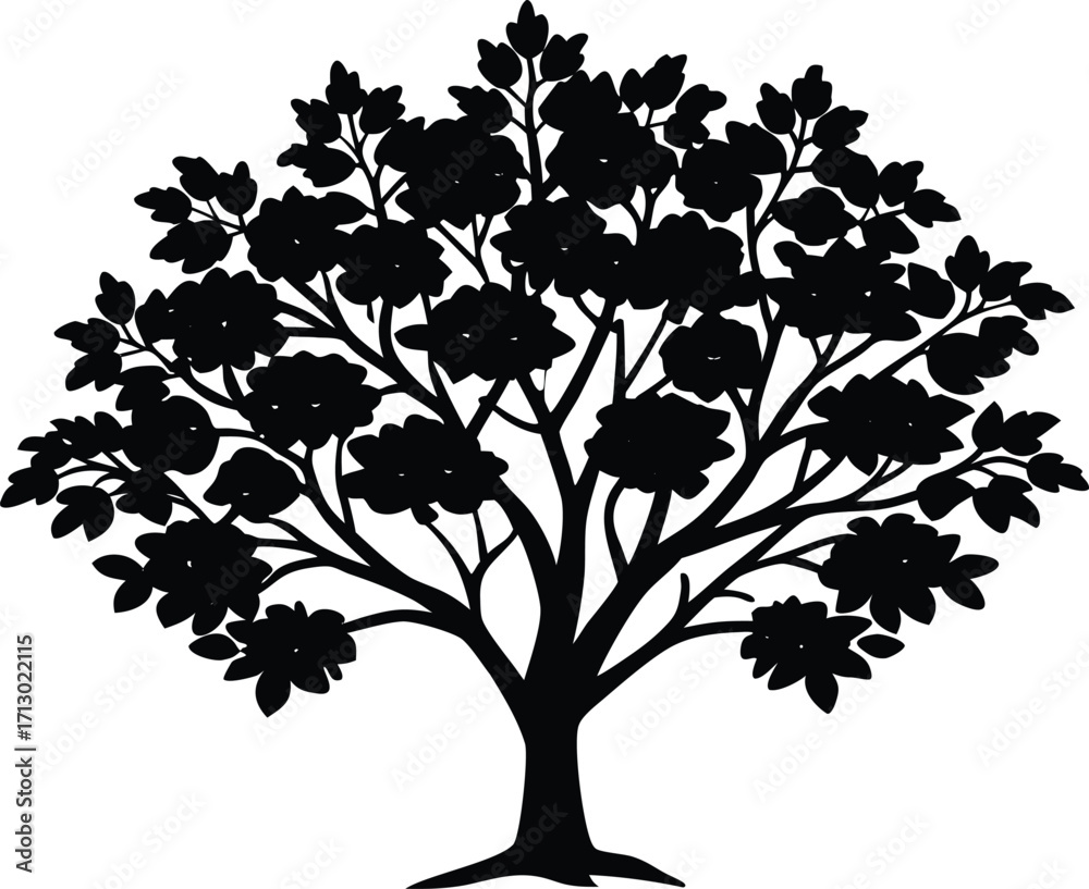 Fototapeta premium Hawthorn Bush Silhouette | Hawthorn Plant Vector Illustration