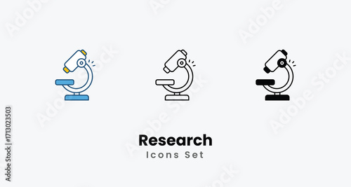 Research Icons thin line and glyph vector icon stock illustration