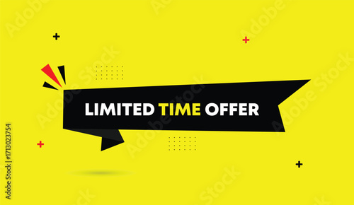 editable business banner design abstract vector art yellow background black shapes limited time offer creative modern illustration promotional marketing artwork template